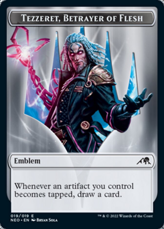 Samurai // Tezzeret, Betrayer of Flesh Emblem Double-Sided Token [Kamigawa: Neon Dynasty Tokens] | Gear Gaming Bentonville