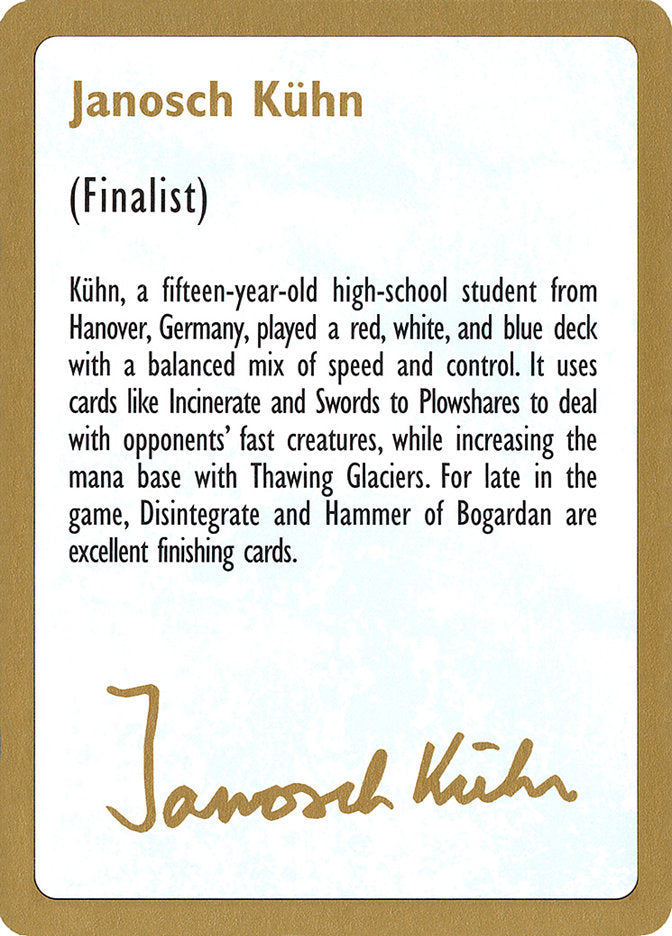 Janosch Kuhn Bio [World Championship Decks 1997] | Gear Gaming Bentonville