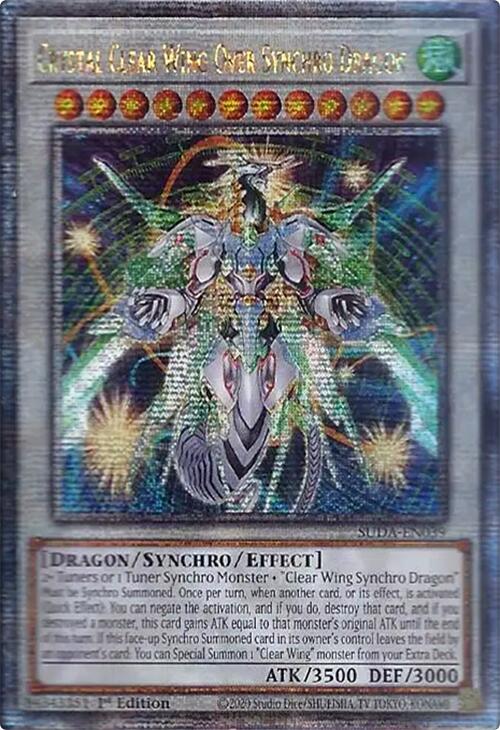 Crystal Clear Wing Over Synchro Dragon (Quarter Century Secret Rare) [SUDA-EN039] Quarter Century Secret Rare | Gear Gaming Bentonville