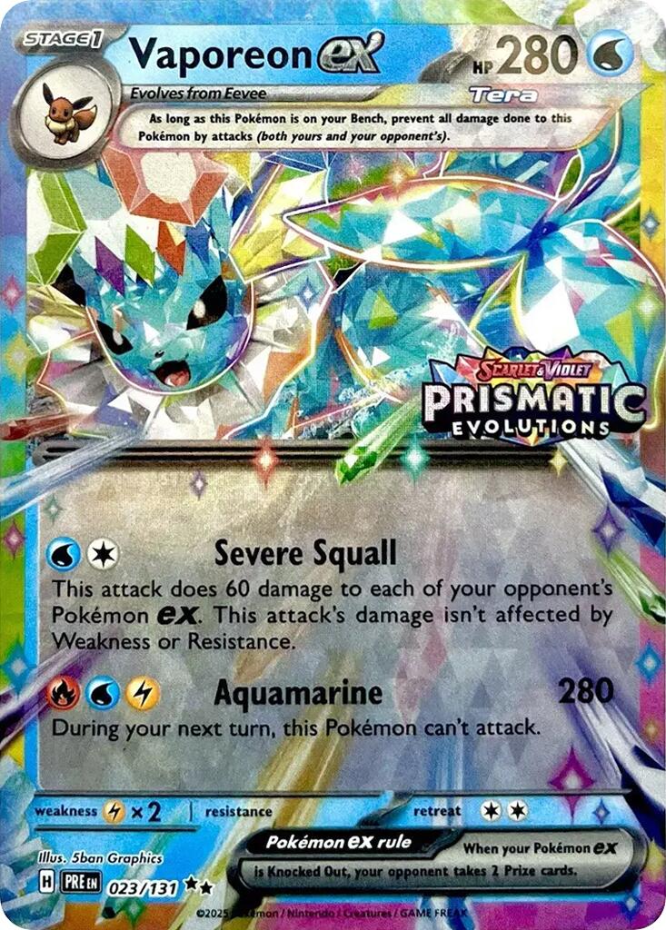 Vaporeon ex (023/131) (Prismatic Evolutions Stamp) [Scarlet & Violet: Prismatic Evolutions] | Gear Gaming Bentonville