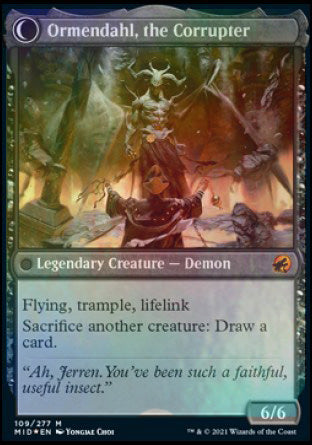 Jerren, Corrupted Bishop // Ormendahl, the Corrupted [Innistrad: Midnight Hunt Prerelease Promos] | Gear Gaming Bentonville