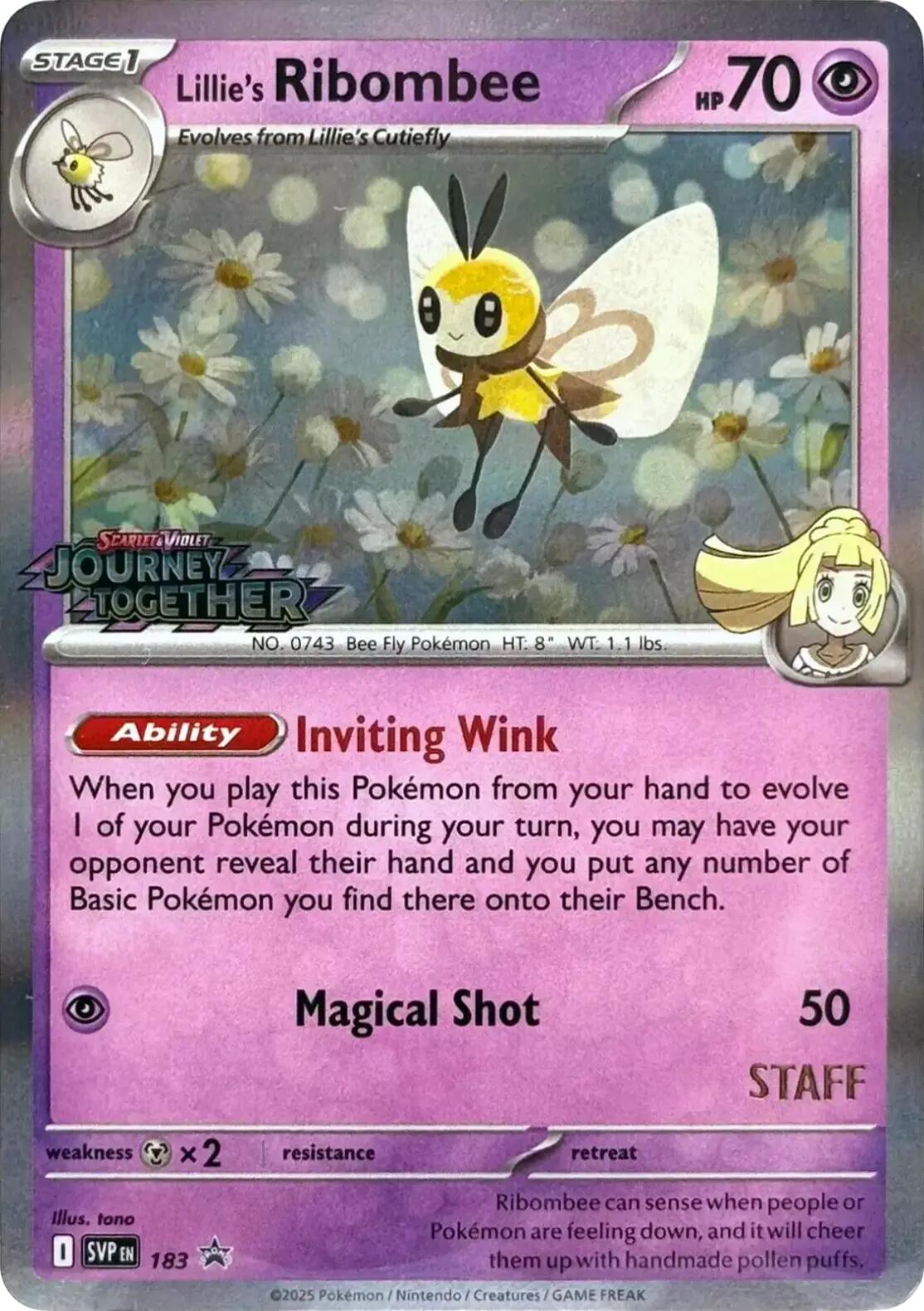 Lillie's Ribombee (183) (Prerelease Staff) [Scarlet & Violet: Black Star Promos] | Gear Gaming Bentonville