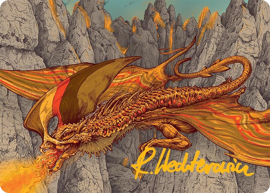 Magmatic Hellkite Art Card (34/54) (Gold-Stamped Signature) [Tarkir: Dragonstorm Art Series] | Gear Gaming Bentonville