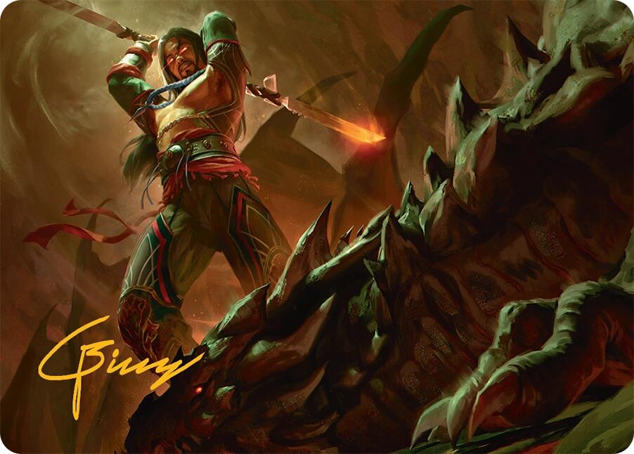 Sarkhan's Resolve Art Card (18/54) (Gold-Stamped Signature) [Tarkir: Dragonstorm Art Series] | Gear Gaming Bentonville