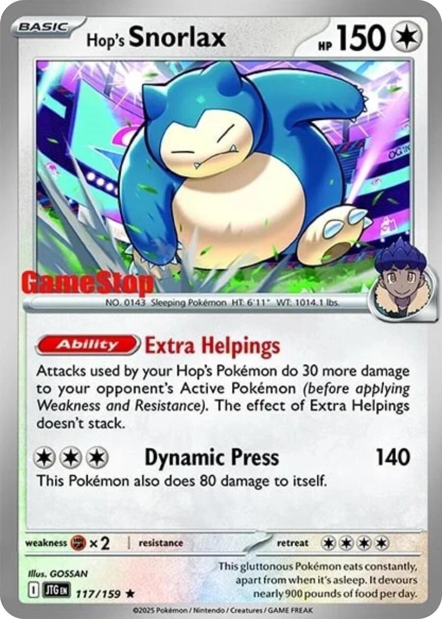 Hop's Snorlax (117/159) (GameStop) (Cosmos Holo) [Scarlet & Violet: Journey Together] | Gear Gaming Bentonville
