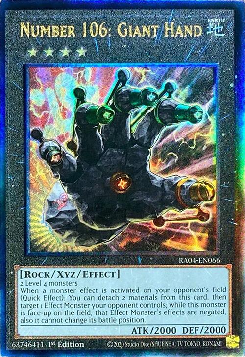 Number 106: Giant Hand [RA04-EN066] Prismatic Ultimate Rare | Gear Gaming Bentonville