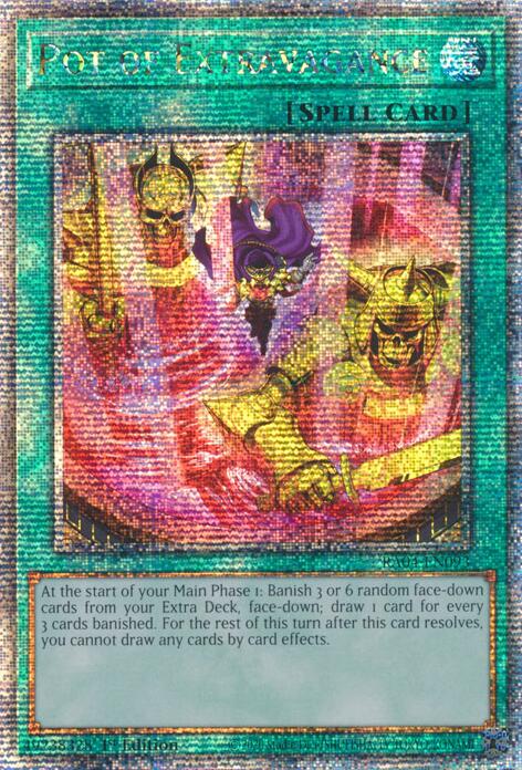 Pot of Extravagance (New Art) [RA04-EN093] Quarter Century Secret Rare | Gear Gaming Bentonville