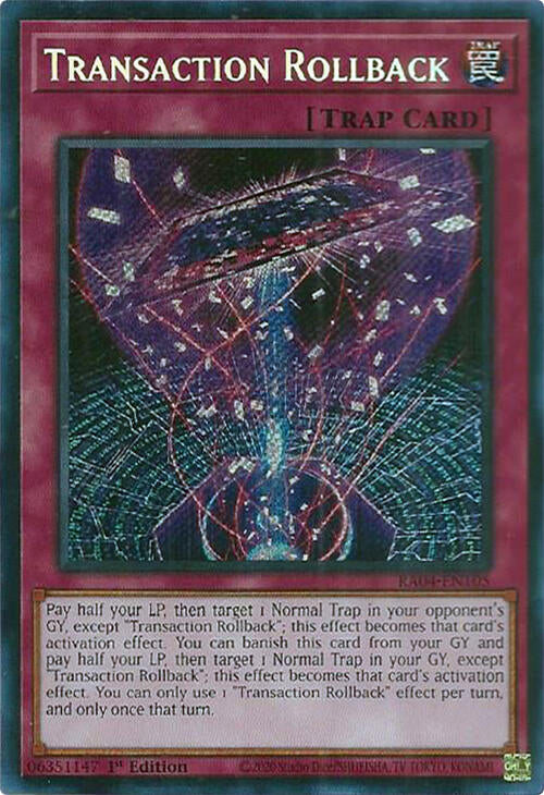 Transaction Rollback [RA04-EN105] Secret Rare | Gear Gaming Bentonville