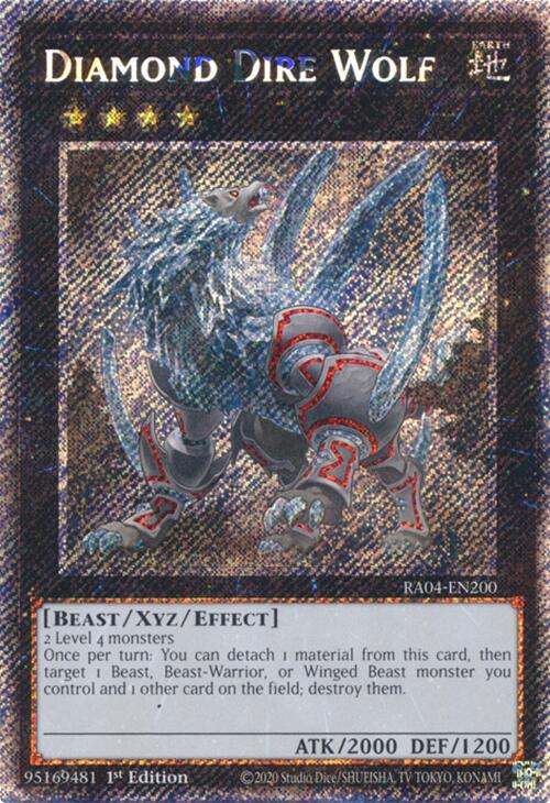 Diamond Dire Wolf [RA04-EN200] Platinum Secret Rare | Gear Gaming Bentonville