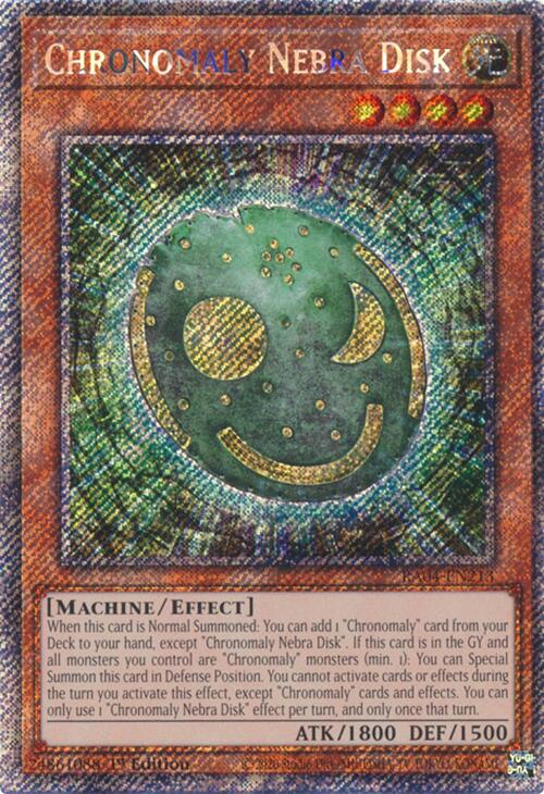 Chronomaly Nebra Disk [RA04-EN213] Platinum Secret Rare | Gear Gaming Bentonville