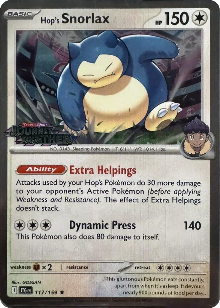 Hop's Snorlax (117/159) (Cosmos Holo) [Scarlet & Violet: Journey Together] | Gear Gaming Bentonville