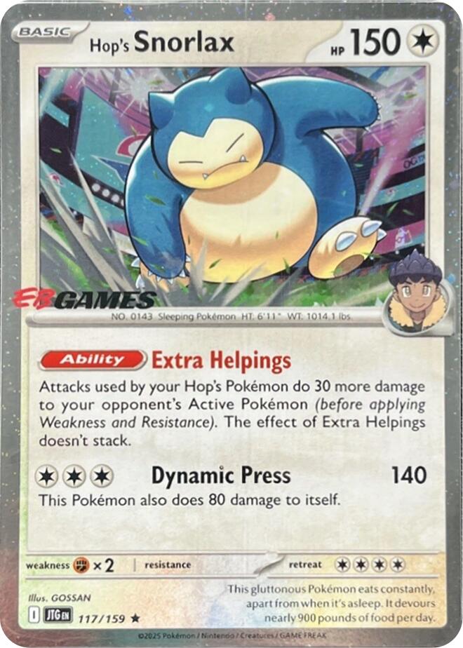 Hop's Snorlax (117/159) (EB Games) (Cosmos Holo) [Scarlet & Violet: Journey Together] | Gear Gaming Bentonville