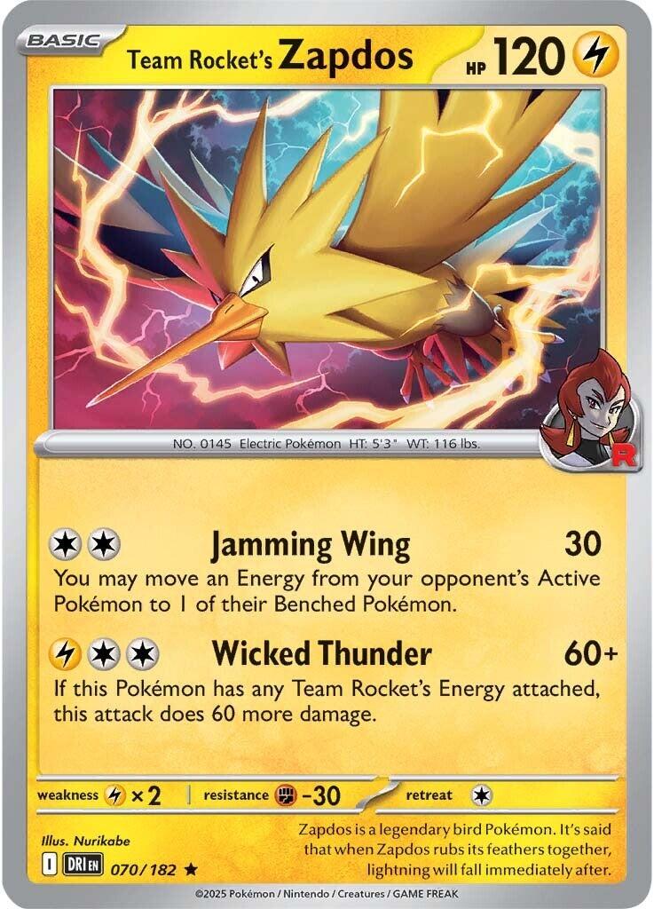 Team Rocket's Zapdos (070/182) [Scarlet & Violet: Destined Rivals] | Gear Gaming Bentonville