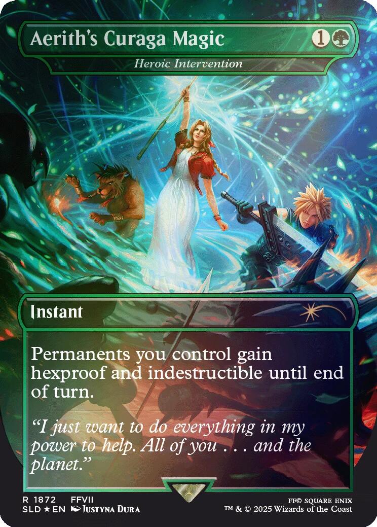 Aerith's Curaga Magic - Heroic Intervention (Rainbow Foil) [Secret Lair Drop Series] | Gear Gaming Bentonville