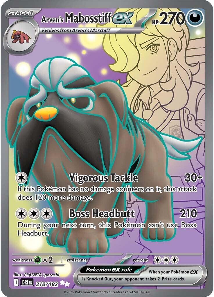 Arven's Mabosstiff ex (218/182) [Scarlet & Violet: Destined Rivals] | Gear Gaming Bentonville