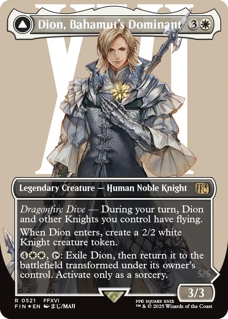 Dion, Bahamut's Dominant // Bahamut, Warden of Light (Borderless) (Surge Foil) [FINAL FANTASY] | Gear Gaming Bentonville