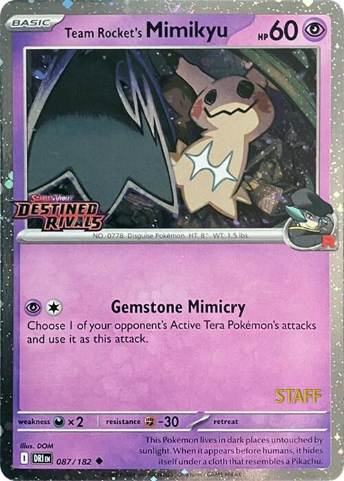 Team Rocket's Mimikyu (087/182) (Prerelease Staff) [Scarlet & Violet: Destined Rivals] | Gear Gaming Bentonville
