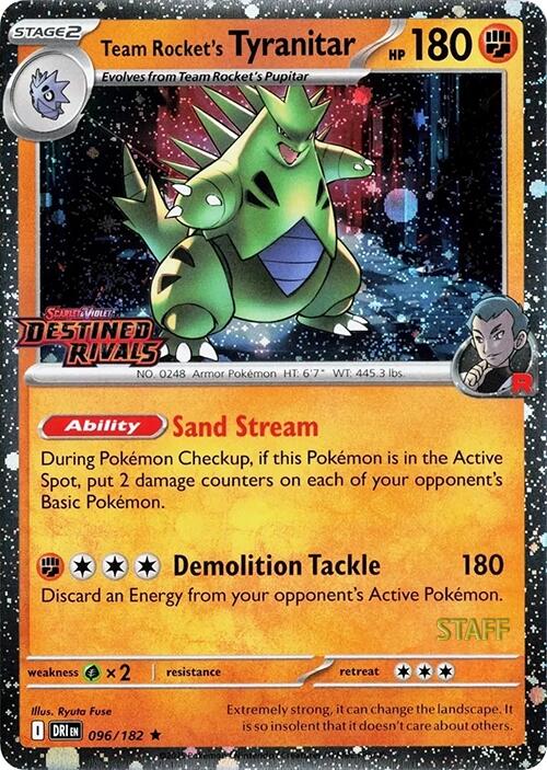 Team Rocket's Tyranitar (096/182) (Prerelease Staff) [Scarlet & Violet: Destined Rivals] | Gear Gaming Bentonville