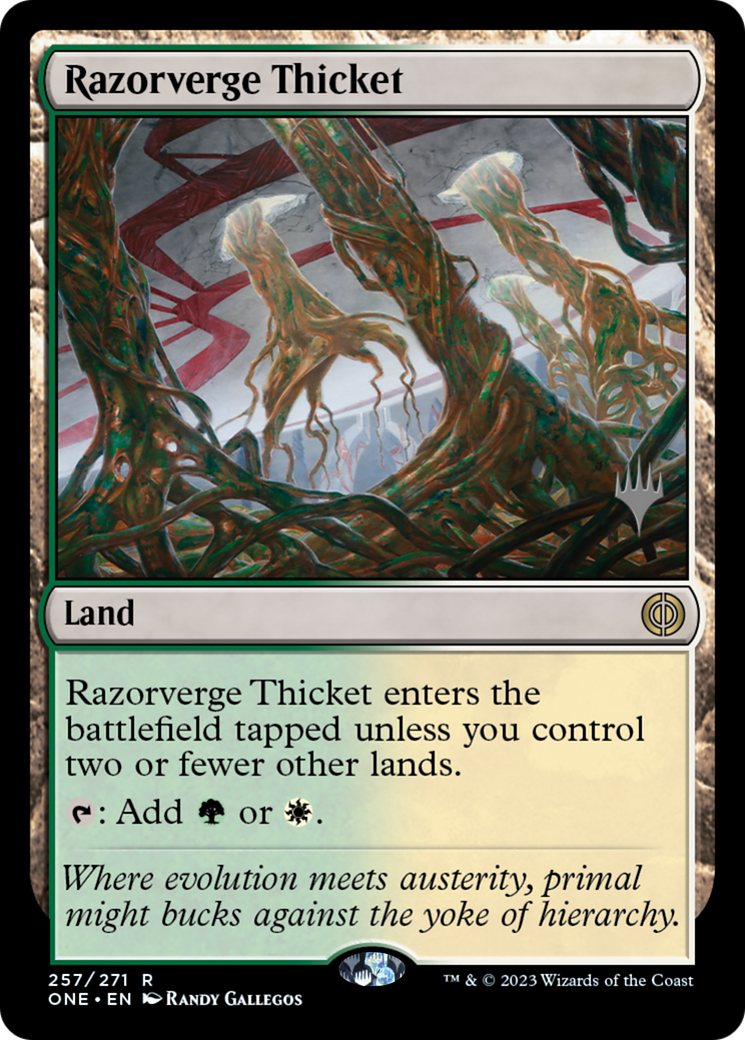 Razorverge Thicket (Promo Pack) [Phyrexia: All Will Be One Promos] | Gear Gaming Bentonville