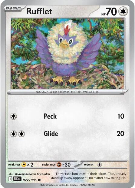 Rufflet (077/086) (Reverse Holo) [Scarlet & Violet: Black Bolt] | Gear Gaming Bentonville