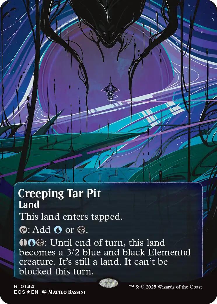 Creeping Tar Pit (0144) (Borderless) (Galaxy Foil) [Edge of Eternities: Stellar Sights] | Gear Gaming Bentonville