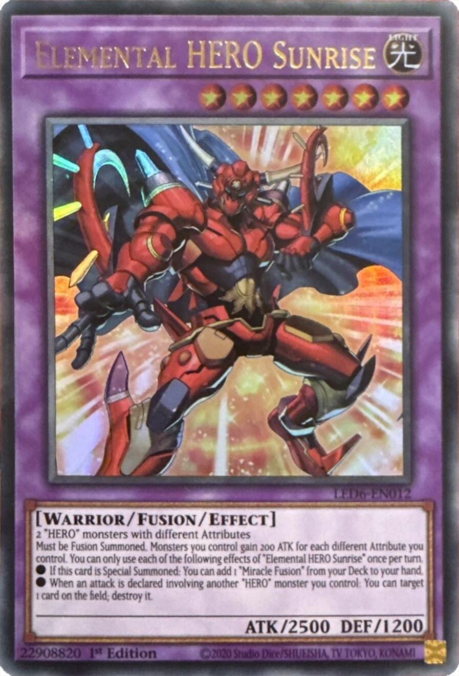 Elemental HERO Sunrise (2020 Date Reprint) [LED6-EN012] Ultra Rare | Gear Gaming Bentonville