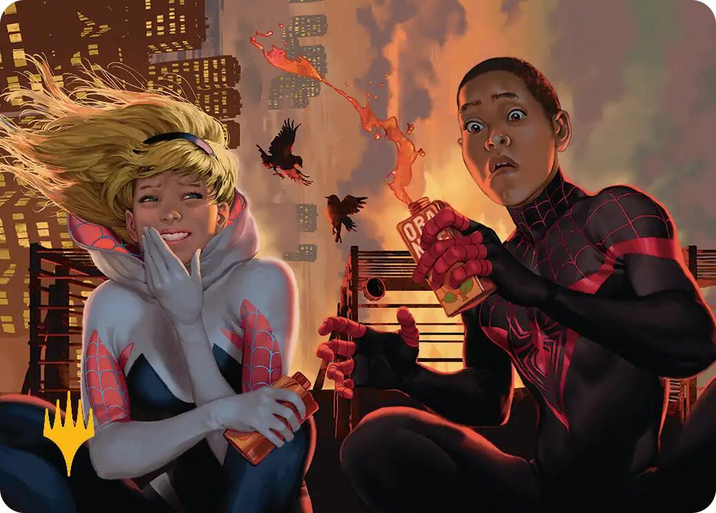 Heroes' Hangout Art Card (Gold-Stamped Planeswalker Symbol) [Marvel's Spider-Man Art Series] | Gear Gaming Bentonville
