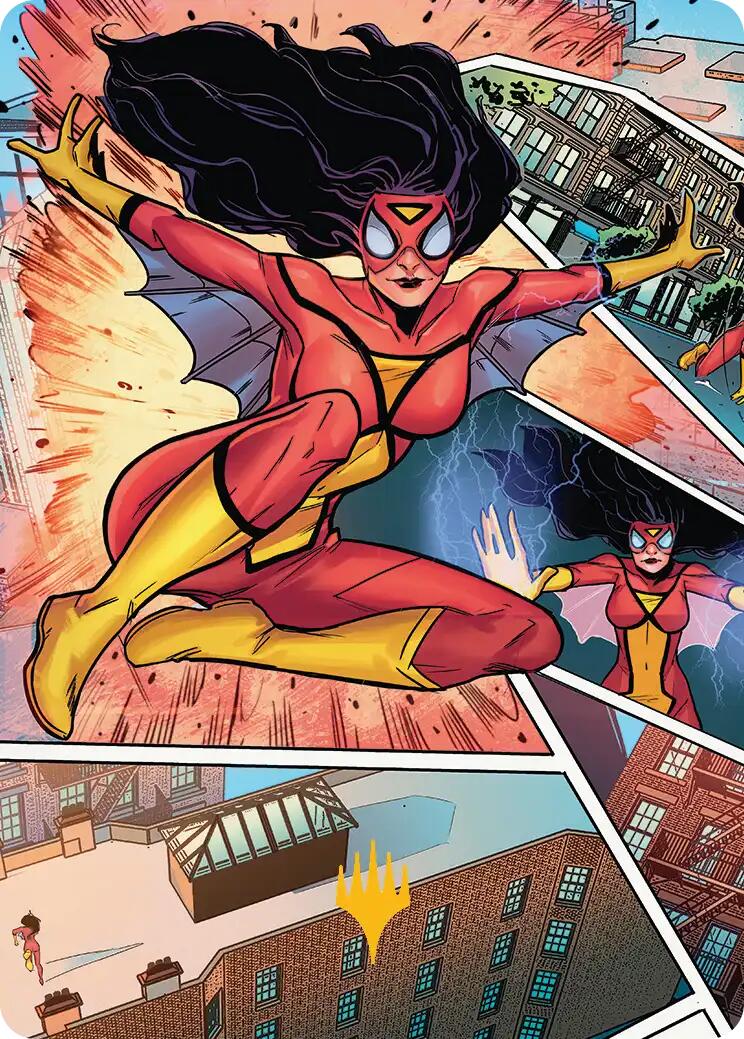 Spider-Woman, Stunning Savior Art Card (Gold-Stamped Planeswalker Symbol) [Marvel's Spider-Man Art Series] | Gear Gaming Bentonville