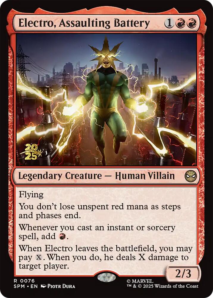 Electro, Assaulting Battery [Marvel's Spider-Man Prerelease Promos] | Gear Gaming Bentonville