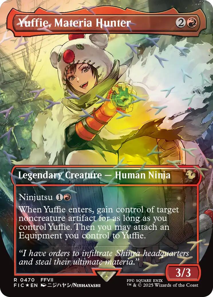 Yuffie, Materia Hunter (Borderless) (Chocobo Track Foil) [FINAL FANTASY Commander] | Gear Gaming Bentonville