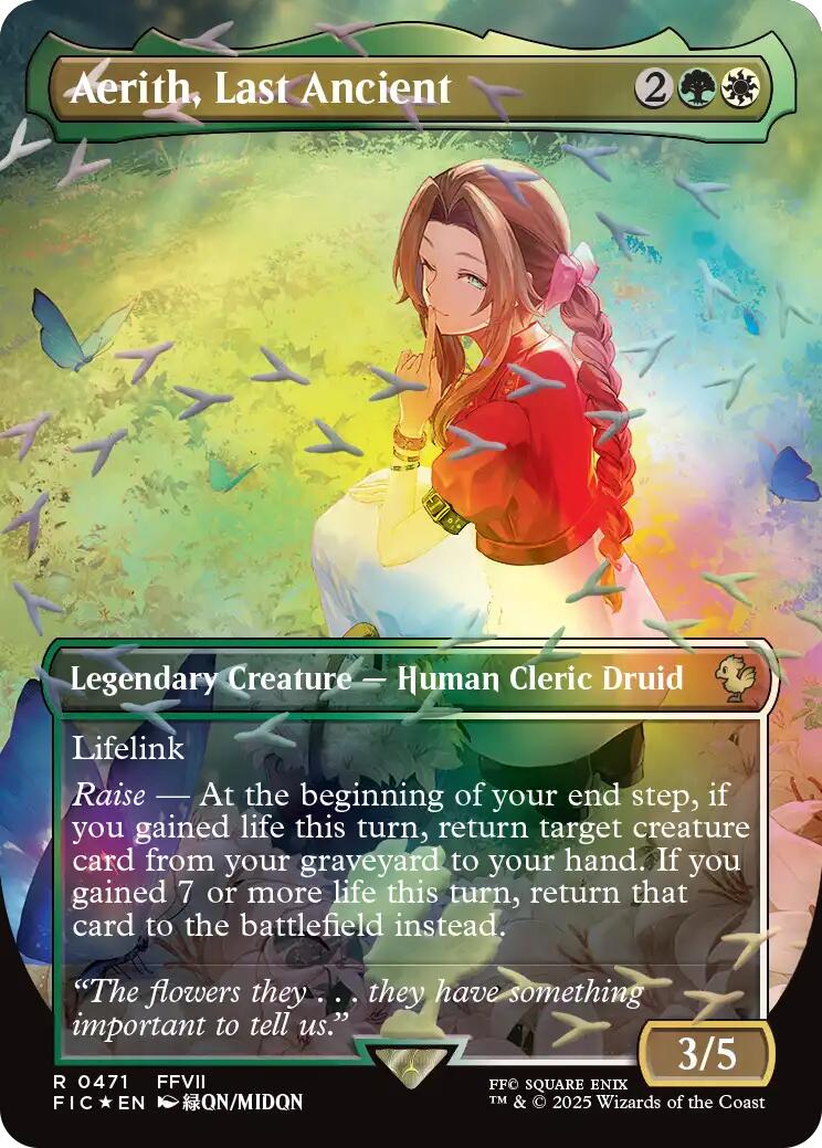 Aerith, Last Ancient (Borderless) (Chocobo Track Foil) [FINAL FANTASY Commander] | Gear Gaming Bentonville