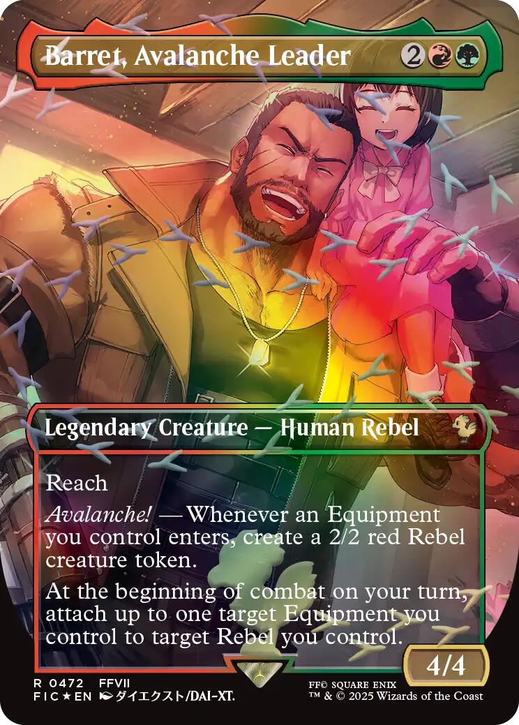 Barret, Avalanche Leader (Borderless) (Chocobo Track Foil) [FINAL FANTASY Commander] | Gear Gaming Bentonville