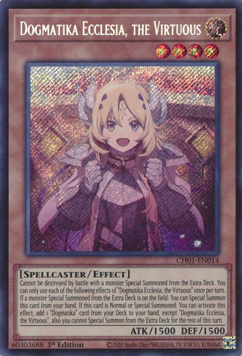 Dogmatika Ecclesia, the Virtuous (Secret Rare) [CH01-EN014] Secret Rare | Gear Gaming Bentonville