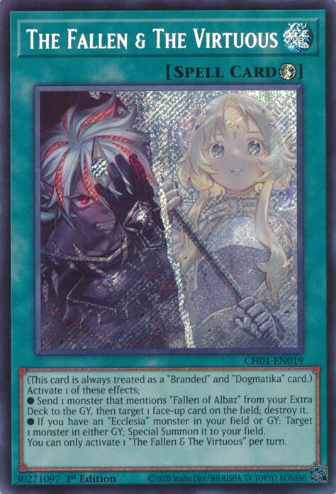 The Fallen & The Virtuous (Secret Rare) [CH01-EN019] Secret Rare | Gear Gaming Bentonville