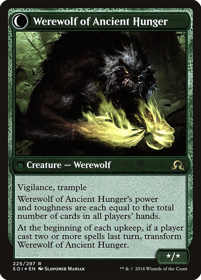 Sage of Ancient Lore // Werewolf of Ancient Hunger [Shadows over Innistrad Prerelease Promos] | Gear Gaming Bentonville