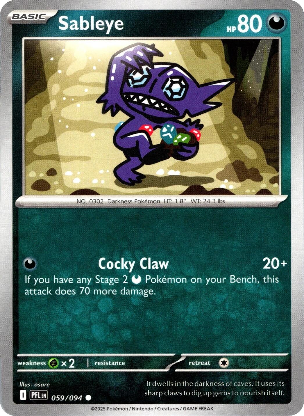 Sableye (059/094) (Reverse Holo) [Mega Evolution: Phantasmal Flames] | Gear Gaming Bentonville