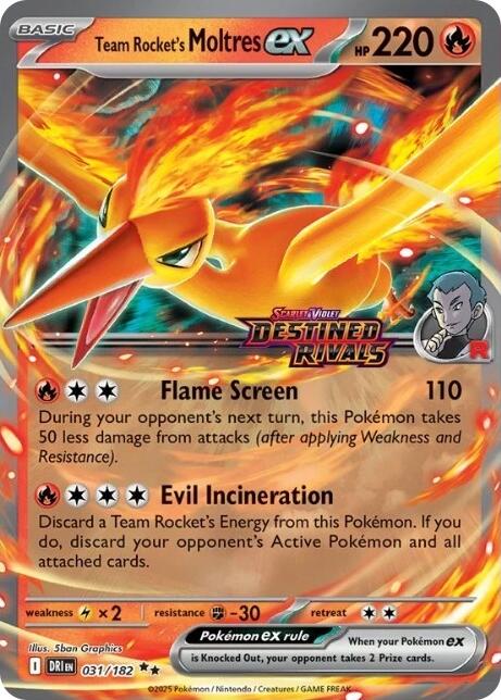 Team Rocket's Moltres ex (031/182) (Destined Rivals Stamp) [Miscellaneous Cards] | Gear Gaming Bentonville