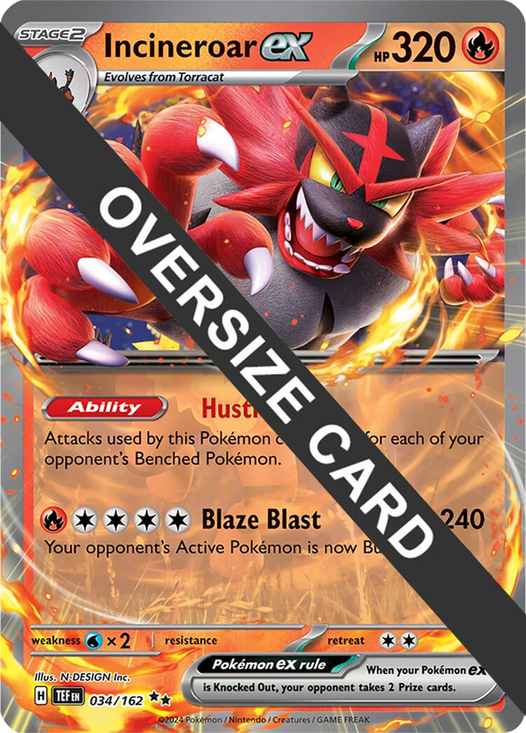 Incineroar ex (034/162) (Jumbo Card) [Scarlet & Violet: Temporal Forces] | Gear Gaming Bentonville