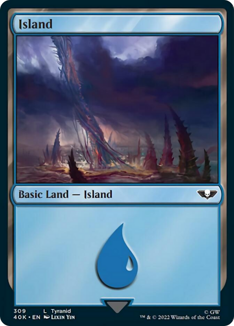 Island (309) (Surge Foil) [Warhammer 40,000] | Gear Gaming Bentonville