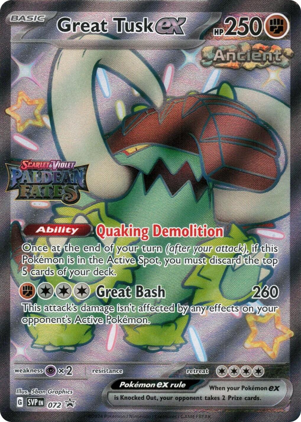 Great Tusk ex (072) (Paldean Fates Stamped) [Scarlet & Violet: Paldean Fates] | Gear Gaming Bentonville