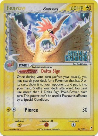 Fearow (18/100) (Delta Species) (Stamped) [EX: Crystal Guardians] | Gear Gaming Bentonville
