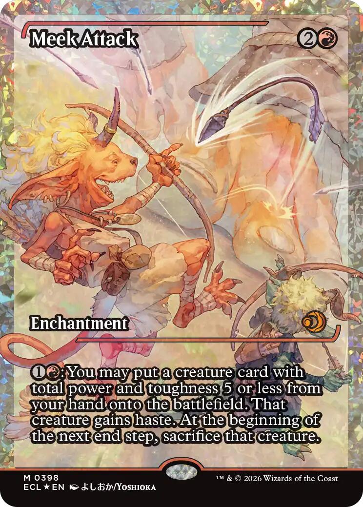 Meek Attack (398) (Showcase) (Fracture Foil) [Lorwyn Eclipsed] | Gear Gaming Bentonville