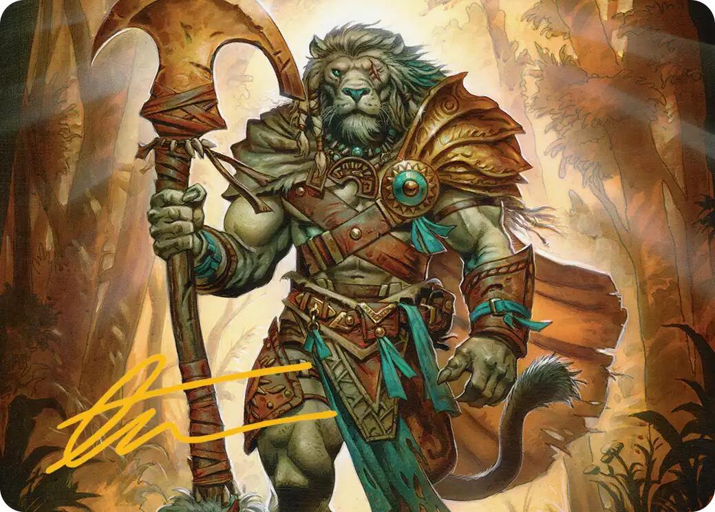 Ajani, Outland Chaperone Art Card (Gold-Stamped Signature) [Lorwyn Eclipsed Art Series] | Gear Gaming Bentonville