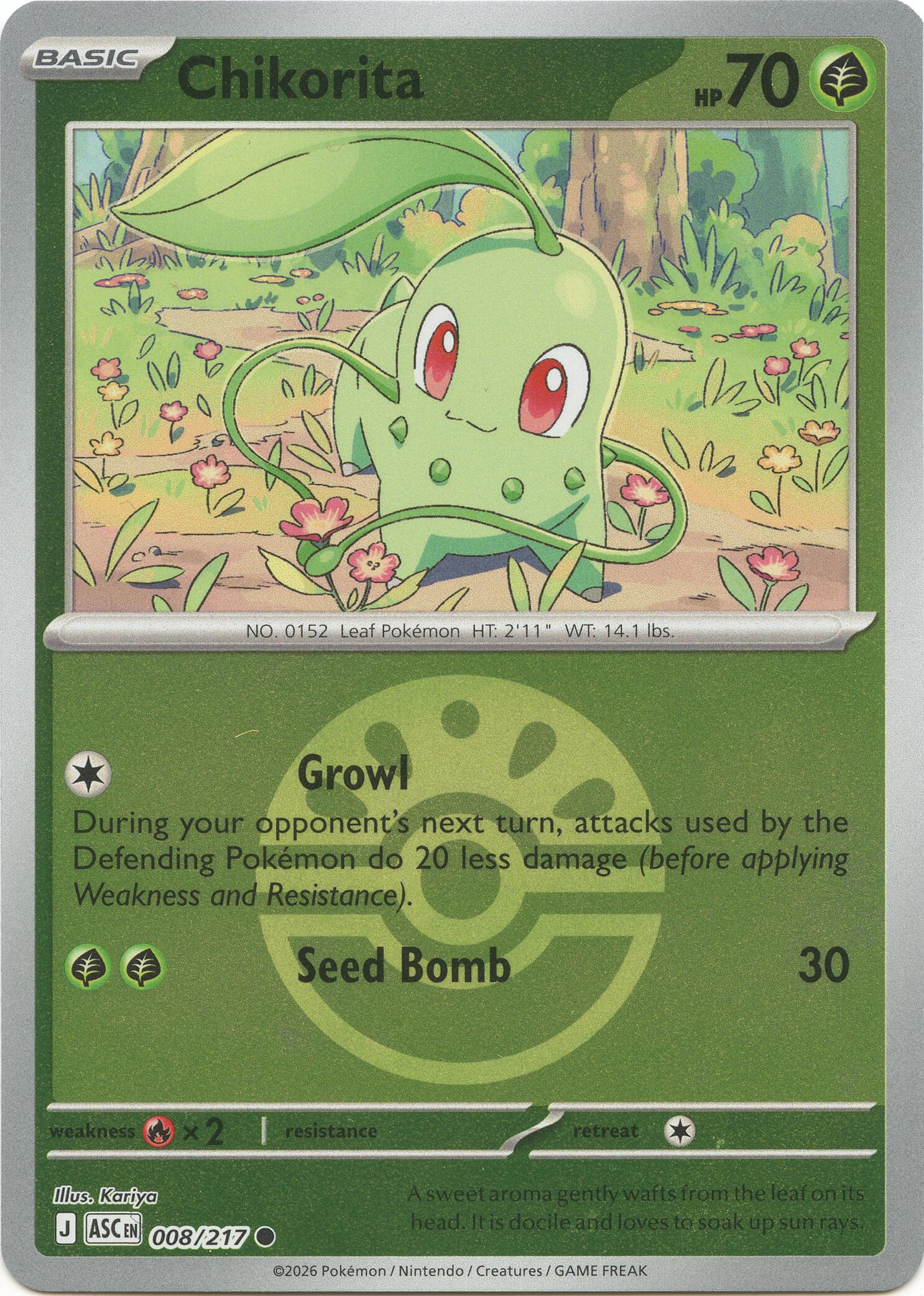 Chikorita (008/217) (Friend Ball) [Mega Evolution: Ascended Heroes] | Gear Gaming Bentonville