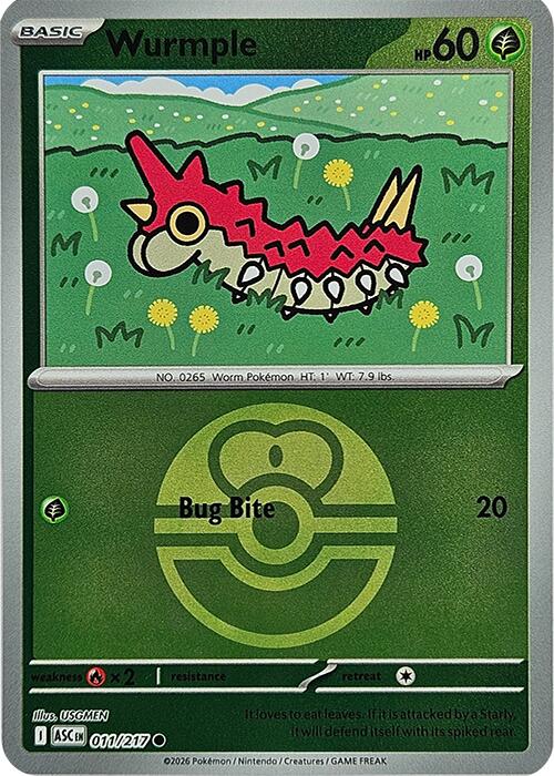 Wurmple (011/217) (Love Ball) [Mega Evolution: Ascended Heroes] | Gear Gaming Bentonville
