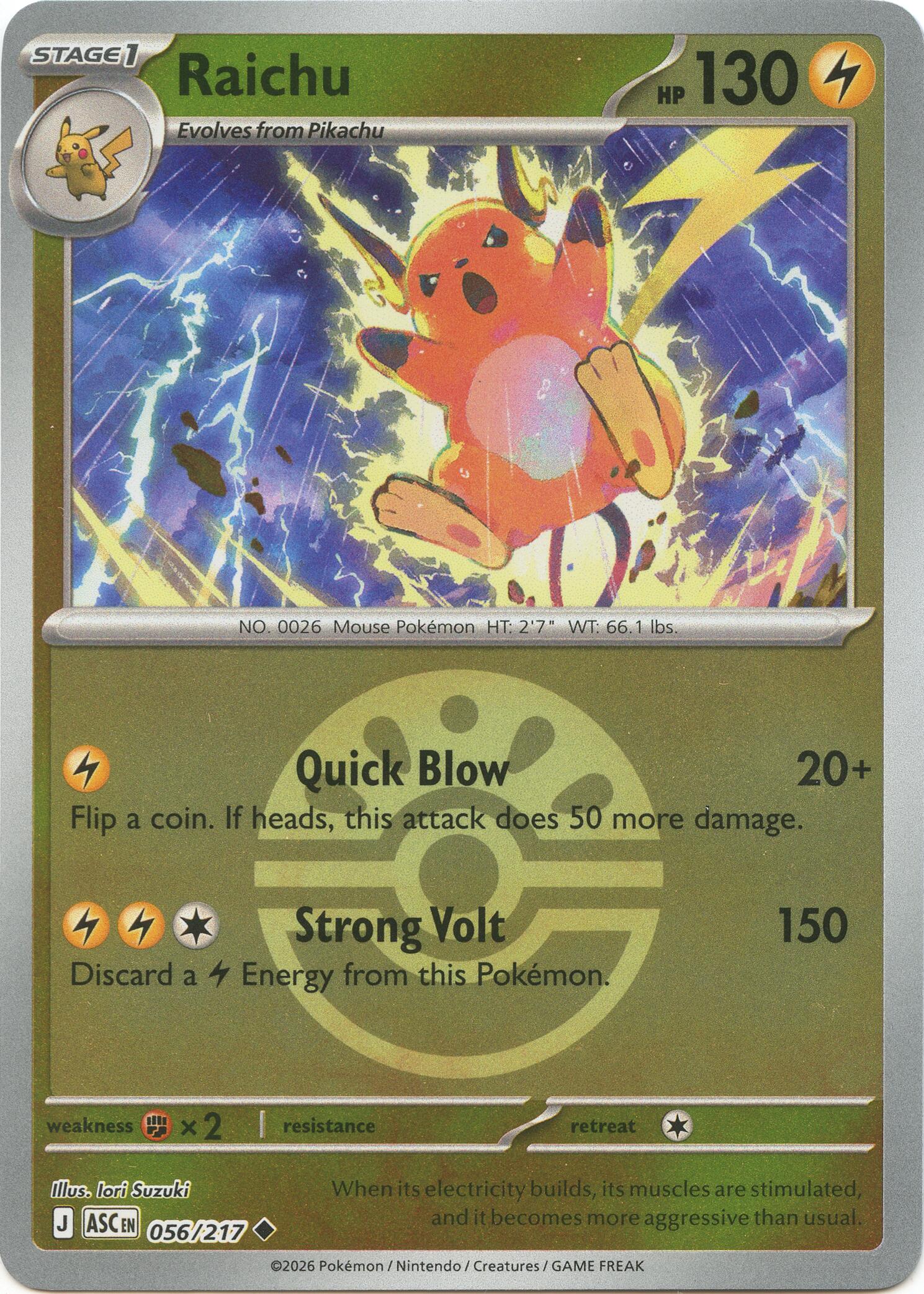 Raichu (056/217) (Friend Ball) [Mega Evolution: Ascended Heroes] | Gear Gaming Bentonville