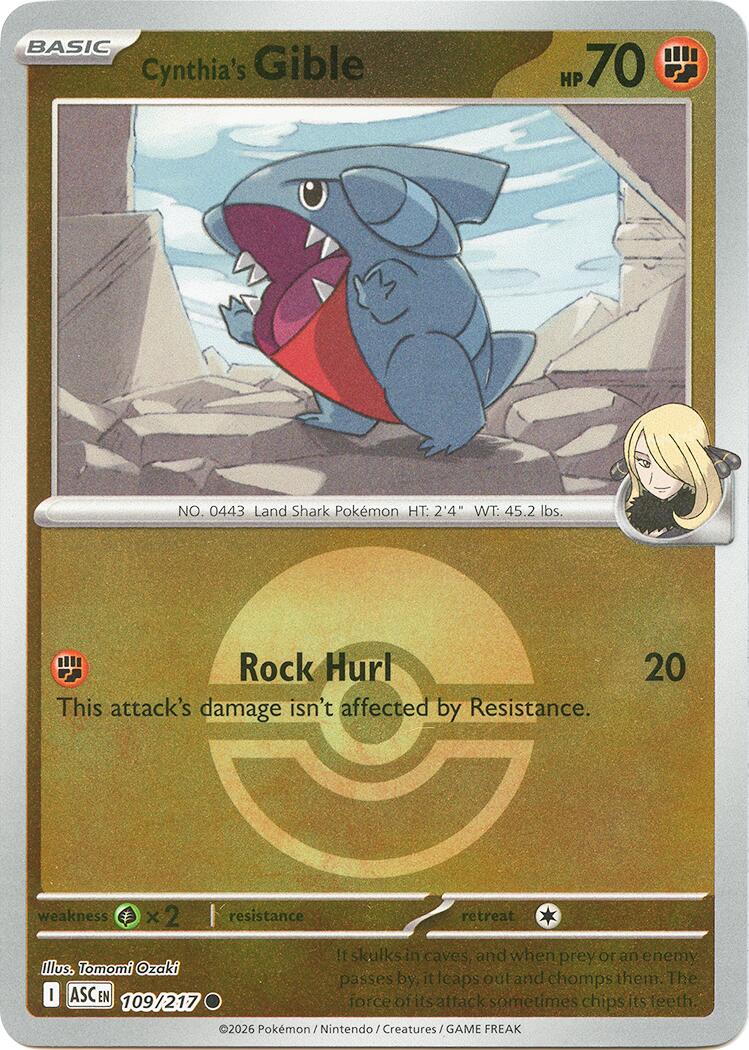 Cynthia's Gible (109/217) (Poke Ball) [Mega Evolution: Ascended Heroes] | Gear Gaming Bentonville