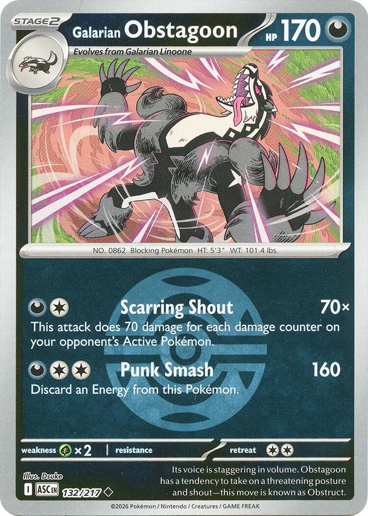 Galarian Obstagoon (132/217) (Dusk Ball) [Mega Evolution: Ascended Heroes] | Gear Gaming Bentonville