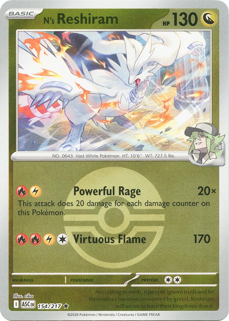 N's Reshiram (154/217) (Poke Ball) [Mega Evolution: Ascended Heroes] | Gear Gaming Bentonville