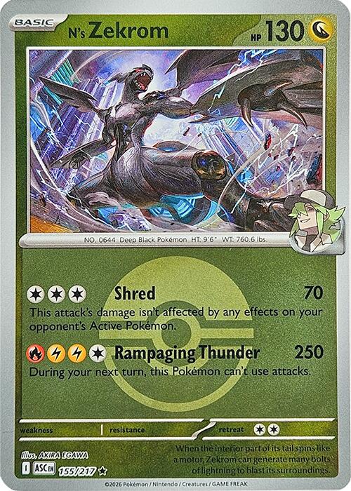 N's Zekrom (155/217) (Poke Ball) [Mega Evolution: Ascended Heroes] | Gear Gaming Bentonville